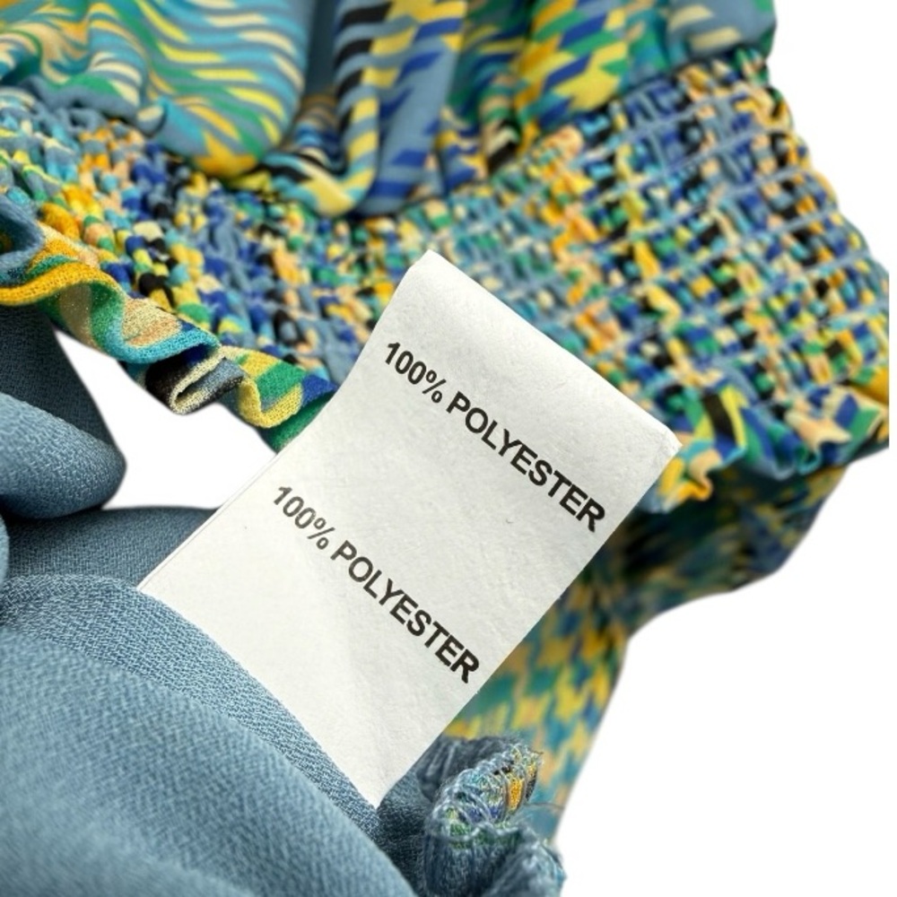 Ramy Brook New York Draped Lt Blue Plaid Cinch Waist Bow Blouse S NWT | $345 - Picture 11 of 16
